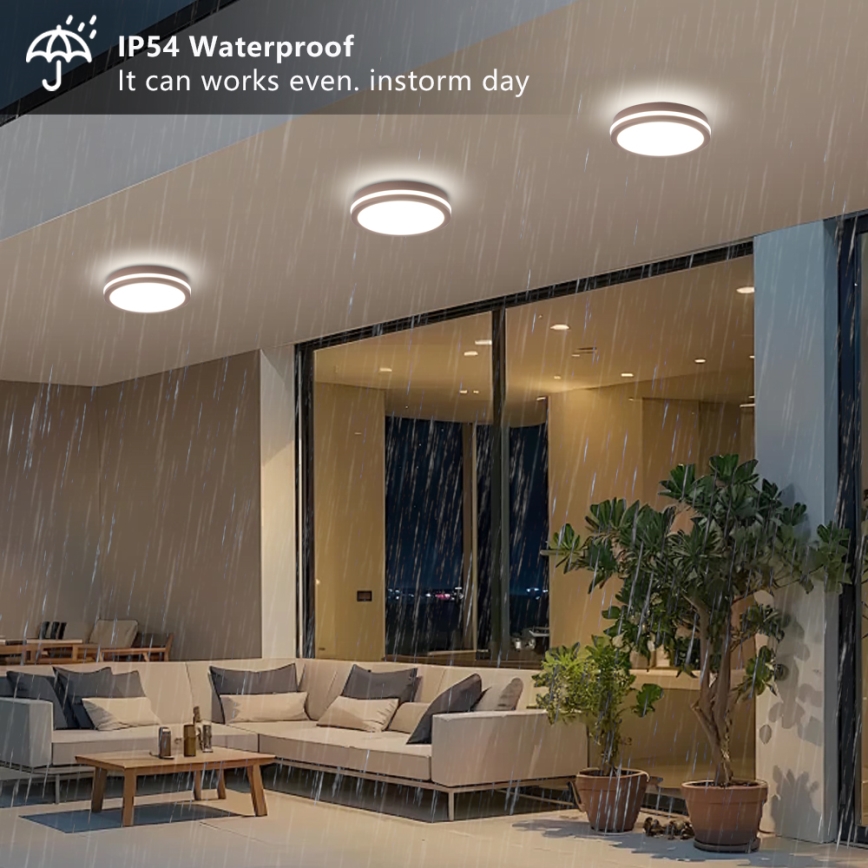 Brilagi - Zewnętrzna oprawa LED z czujnikiem BENE LED/24W/230V śr. 26 cm brązowa IP54