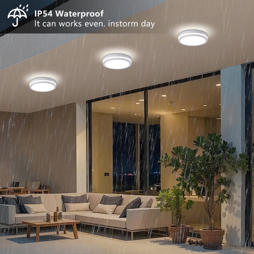 Brilagi - Zewnętrzny plafon LED z czujnikiem BENE LED/24W/230V śr. 26 cm biały IP54