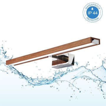 Brilagi - Oświetlenie łazienkowe do lustra 3w1 WOODY MIRROR LED/12W/230V 60 cm IP44 błyszczący chrom/dąb wiśnia