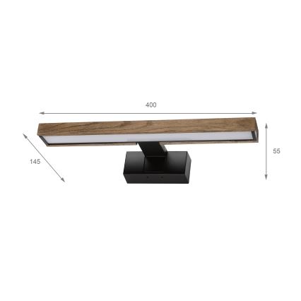 BRILAGI - LED Oświetlenie lustra łazienkowego 3 w 1 WOODY MIRROR LED/8W/230V 40 cm IP44 czarny/dąb orzech
