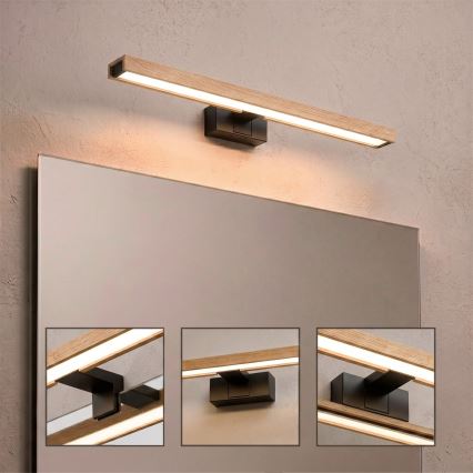 Brilagi - Oświetlenie LED do lustra łazienkowego 3 w 1 WOODY MIRROR LED/12W/230V 60 cm IP44 czarny/dąb