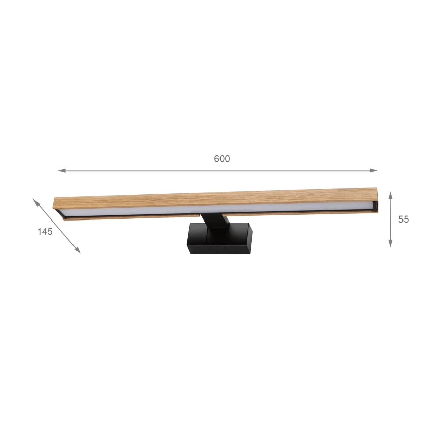 Brilagi - Oświetlenie LED do lustra łazienkowego 3 w 1 WOODY MIRROR LED/12W/230V 60 cm IP44 czarny/dąb
