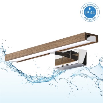 Brilagi - Oświetlenie LED do lustra łazienkowego 3w1 WOODY MIRROR LED/8W/230V 40 cm IP44 błyszczący chrom/dąb orzechowy