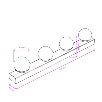 Brilagi - LED oświetlenie lustra łazienkowego HOLLYWOOD 4xLED/3W/230V 53 cm IP44 czarne