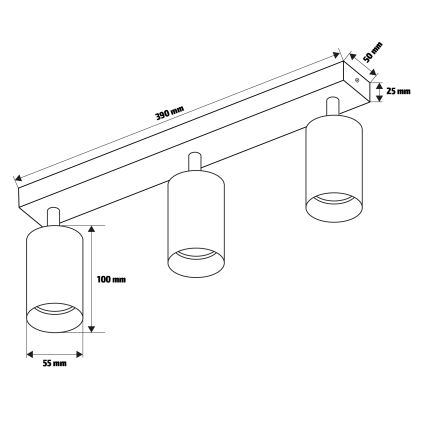 Brilagi - Oświetlenie punktowe SELE 3xGU10/30W/230V czarne/złote