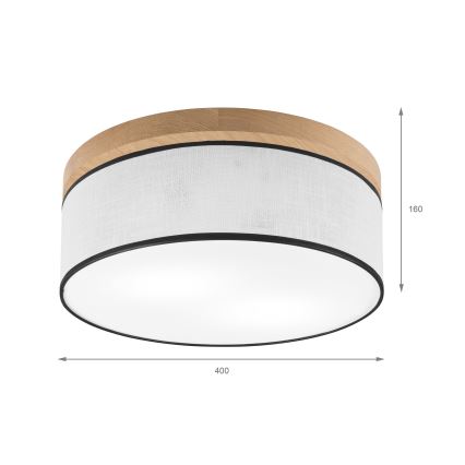 Brilagi - Plafon BELLADONNA 2xE27/15W/230V śr. 40 cm biały/dąb