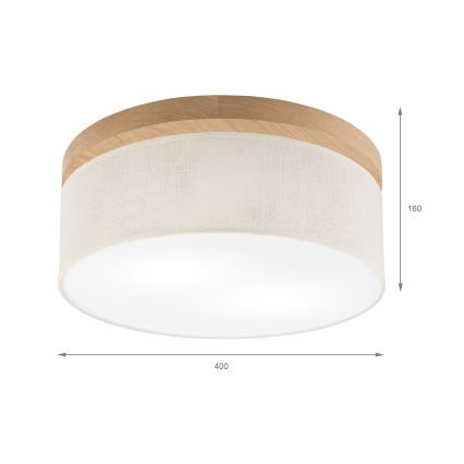 Brilagi - Plafon BELLADONNA 2xE27/15W/230V śr. 40 cm kremowy/dąb