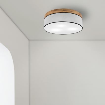 Brilagi - Plafon BELLADONNA 3xE27/15W/230V śr. 50 cm biały/dąb