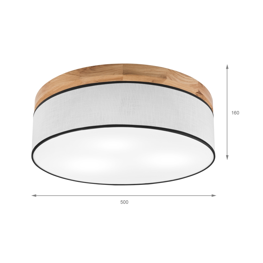 Brilagi - Plafon BELLADONNA 3xE27/15W/230V śr. 50 cm biały/dąb