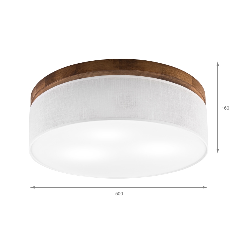 Brilagi - Plafon BELLADONNA 3xE27/15W/230V śr. 50 cm biały/dąb wiśnia