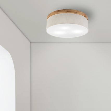 Brilagi - Plafon BELLADONNA 3xE27/15W/230V śr. 50 cm kremowy/dąb