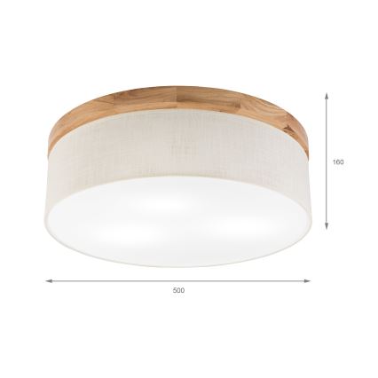 Brilagi - Plafon BELLADONNA 3xE27/15W/230V śr. 50 cm kremowy/dąb