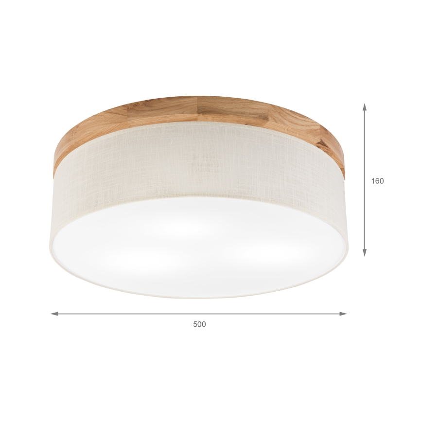 Brilagi - Plafon BELLADONNA 3xE27/15W/230V śr. 50 cm kremowy/dąb