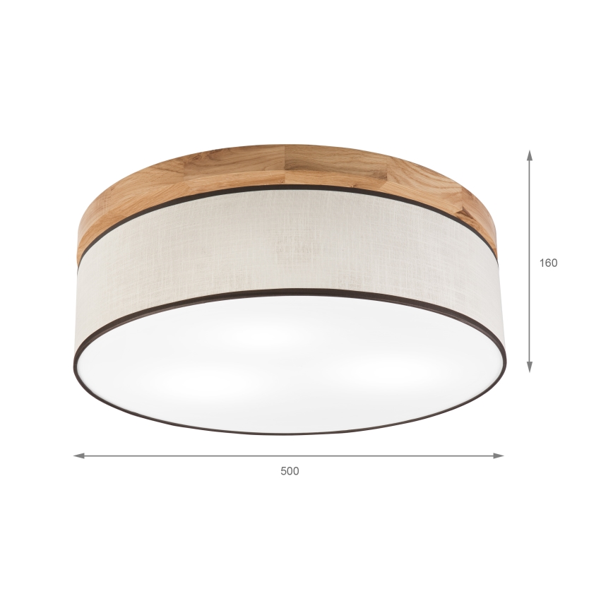 Brilagi - Plafon BELLADONNA 3xE27/15W/230V śr. 50 cm kremowy/dąb