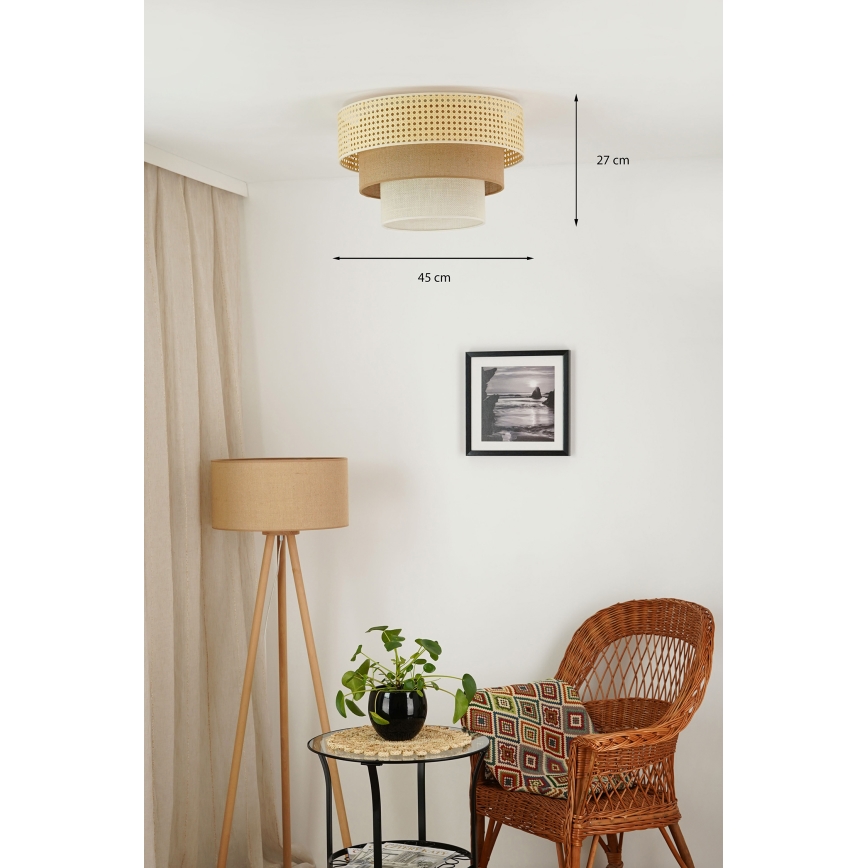 Brilagi - Plafon CEDAR LUNETA 1xE27/15W/230V śr. 45 beżowy/brązowy/kremowy