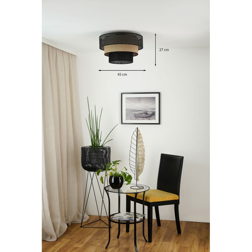 Brilagi - Plafon DAKOTA LUNETA 1xE27/15W/230V śr. 45 cm czarny/beżowy
