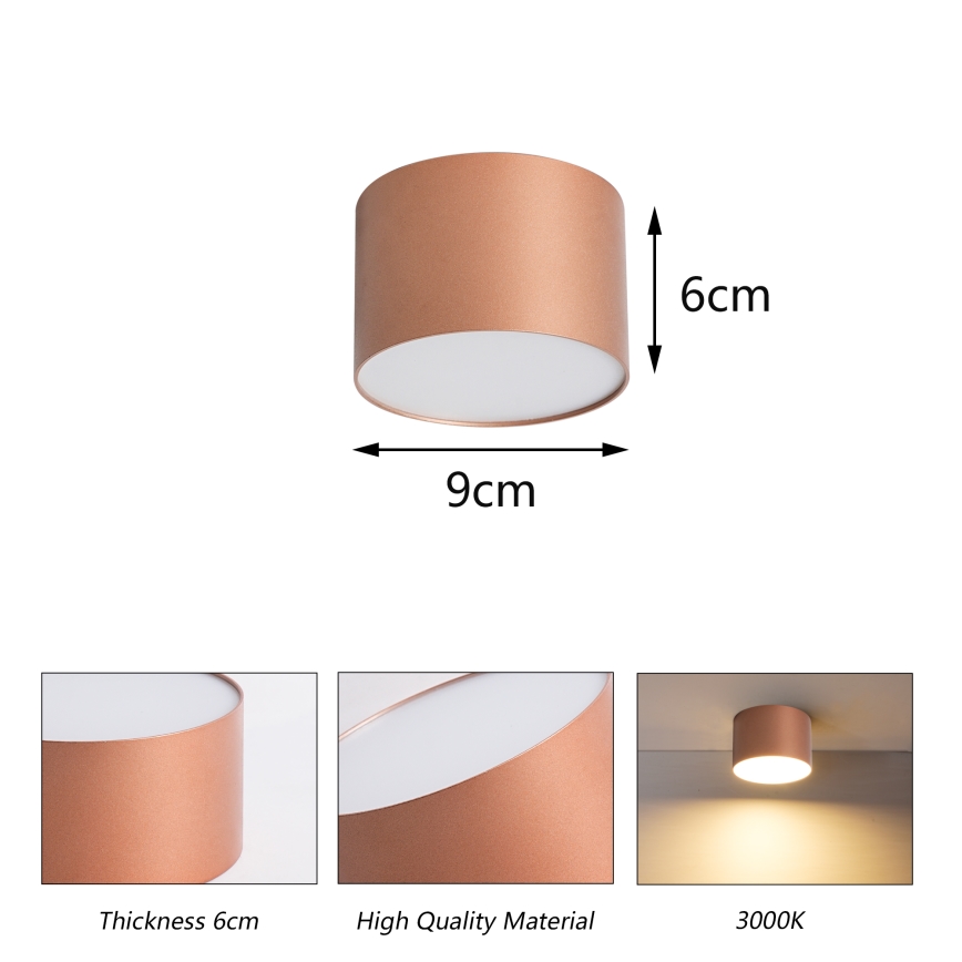 BRILAGI - Lampa sufitowa do łazienki FORIS LED/9W/230V śr. 9 cm brązowa IP44 CRI 90