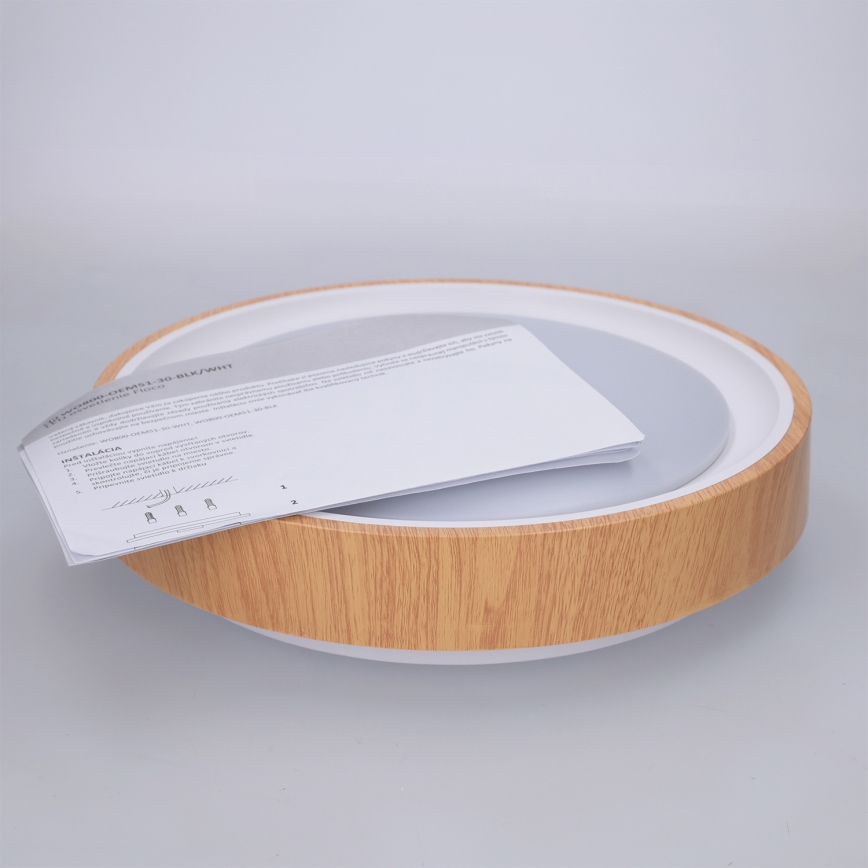 Brilagi - LED lampa sufitowa FLOCO LED/24W/230V śr. 30 cm dekor drewna/biały