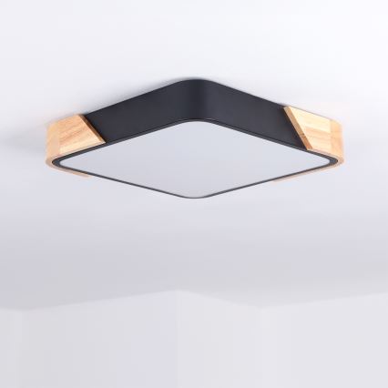 Brilagi - Plafon LED PILANA LED/24W/230V dąb/czarny 32x32 cm