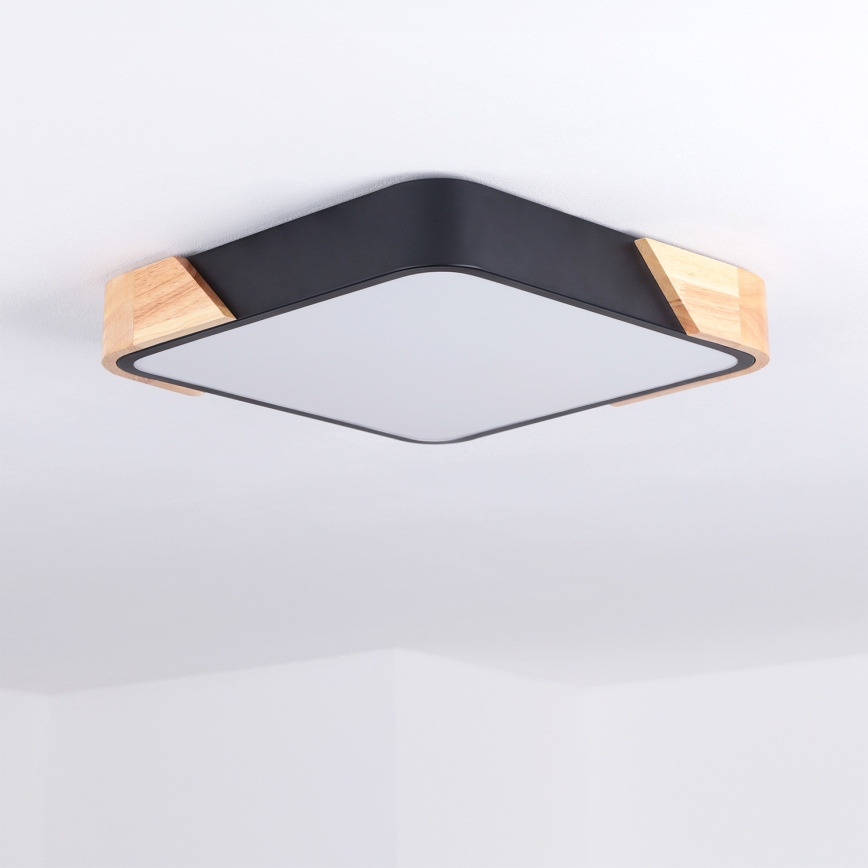 Brilagi - Plafon LED PILANA LED/24W/230V dąb/czarny 32x32 cm