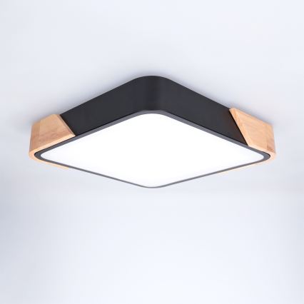 Brilagi - Plafon LED PILANA LED/24W/230V dąb/czarny 32x32 cm