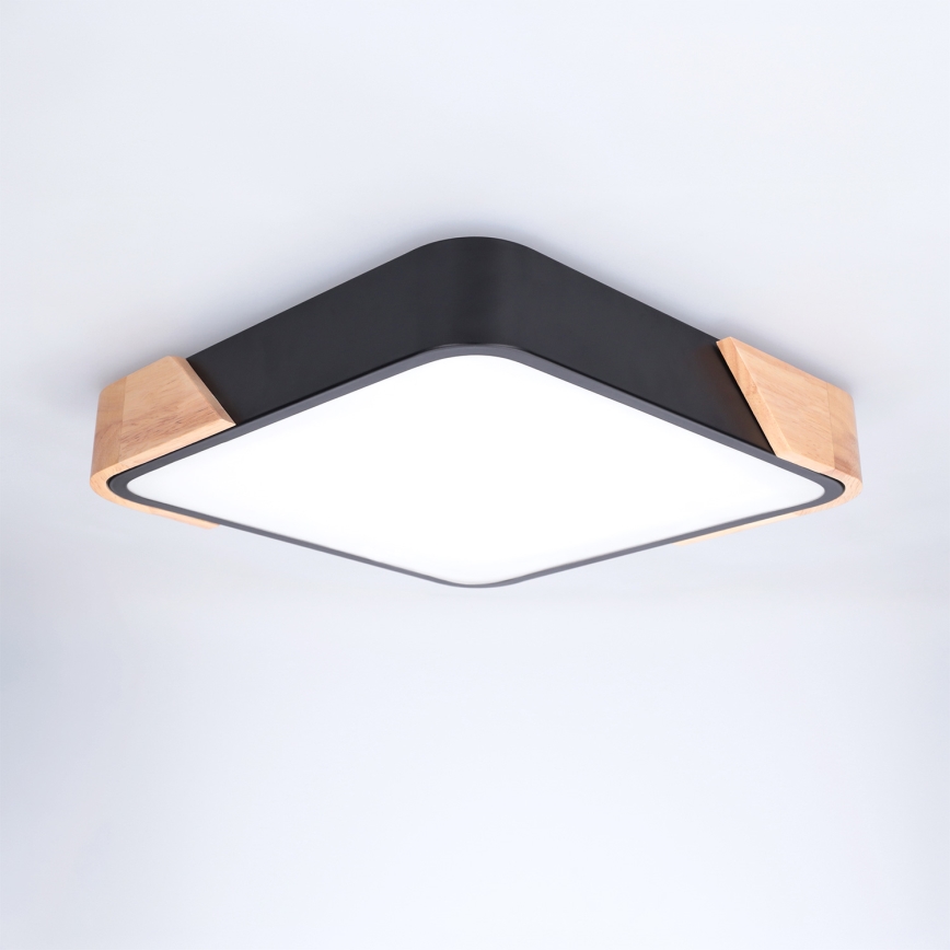 Brilagi - Plafon LED PILANA LED/24W/230V dąb/czarny 32x32 cm