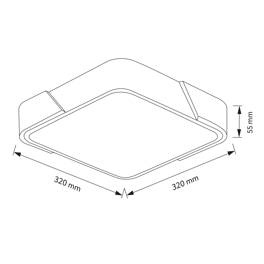 Brilagi - Plafon LED PILANA LED/24W/230V dąb/czarny 32x32 cm