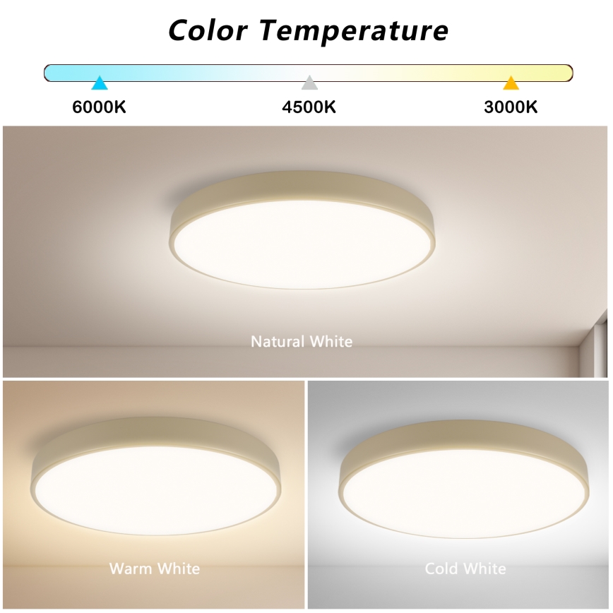 Brilagi - Oprawa sufitowa POOL LED/48W/230V 3000/4000/6000K średnica 40 cm beżowa