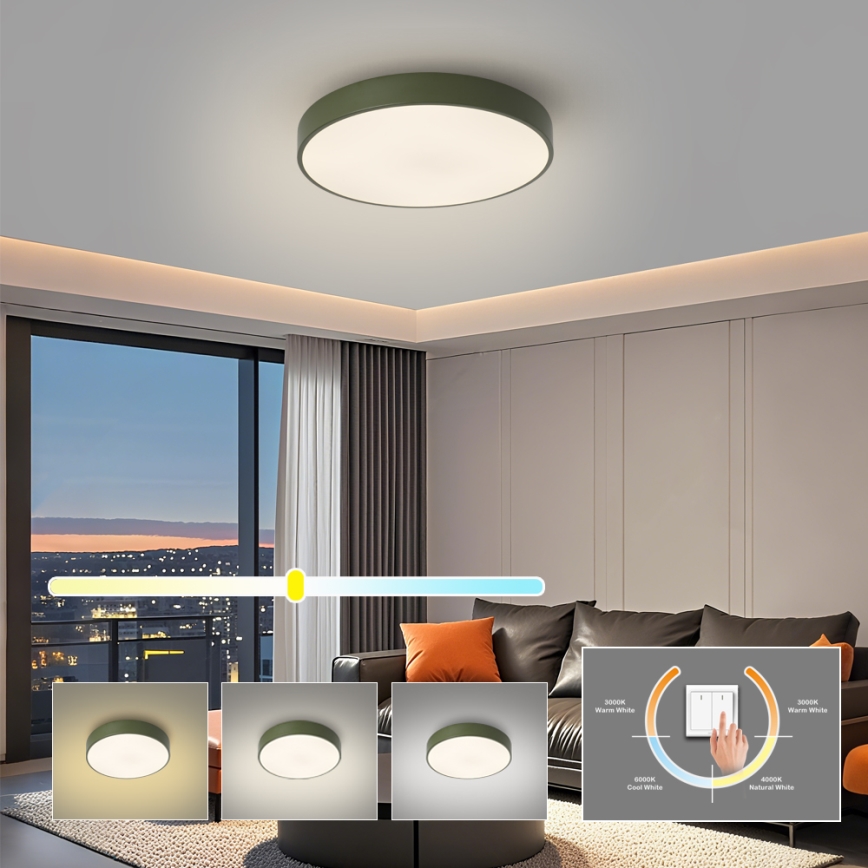 Brilagi - Plafon sufitowy POOL LED/36W/230V 3000/4000/6000K śr. 30 cm zielony