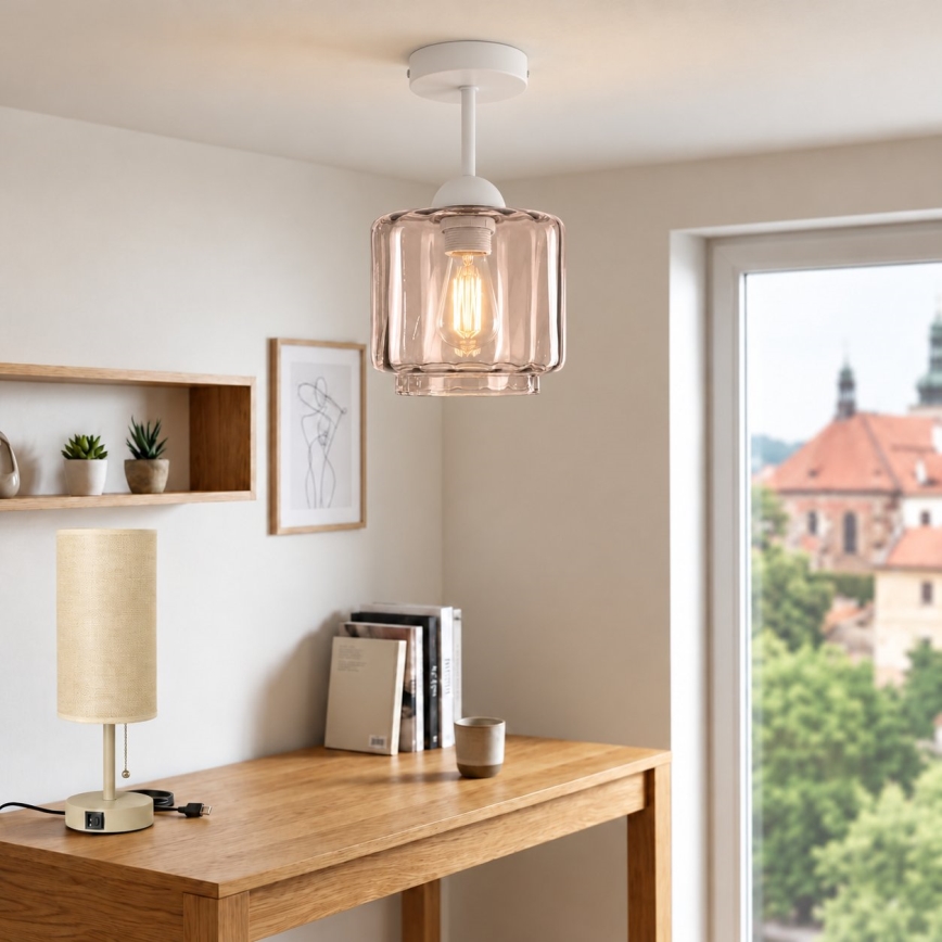 BRILAGI - LED lampa sufitowa natynkowa RETRO GLASS 1xE27/60W/230V śr. 15 cm biały/dymiony beż