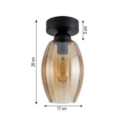BRILAGI - Lampa sufitowa LED RETRO GLASS 1xE27/60W/230V śr. 17 cm czarny/dymny beżowy