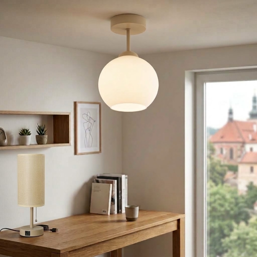 BRILAGI - Plafon LED RETRO GLASS 1xE27/60W/230V śr. 15 cm beżowy/biały