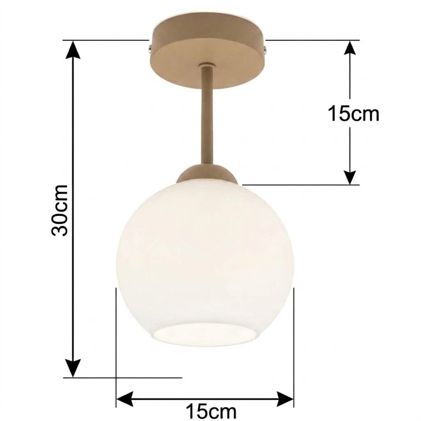 BRILAGI - Plafon LED RETRO GLASS 1xE27/60W/230V śr. 15 cm beżowy/biały