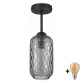 BRILAGI - Plafon LED RETRO GLASS 1xE27/60W/230V Ø 14 cm czarny/dymny szary