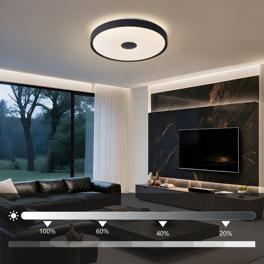 Brilagi - Ściemnialna lampa sufitowa CORVO LED/72W/230V 3000–6000K czarna śr. 50 cm + zdalne sterowanie