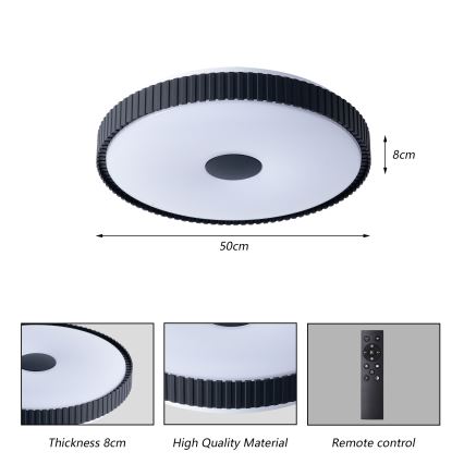Brilagi - Ściemnialna lampa sufitowa CORVO LED/72W/230V 3000–6000K czarna śr. 50 cm + zdalne sterowanie