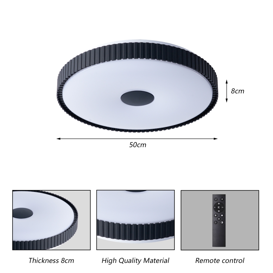 Brilagi - Ściemnialna lampa sufitowa CORVO LED/72W/230V 3000–6000K czarna śr. 50 cm + zdalne sterowanie