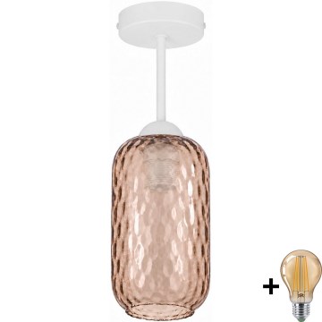 BRILAGI - Plafon natynkowy LED RETRO GLASS 1xE27/60W/230V Ø 14 cm biały/dymiony brąz
