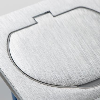 Brilagi - Podwójne gniazdo wpuszczane do kuchni INBOX IP55, srebrne, prostokątne