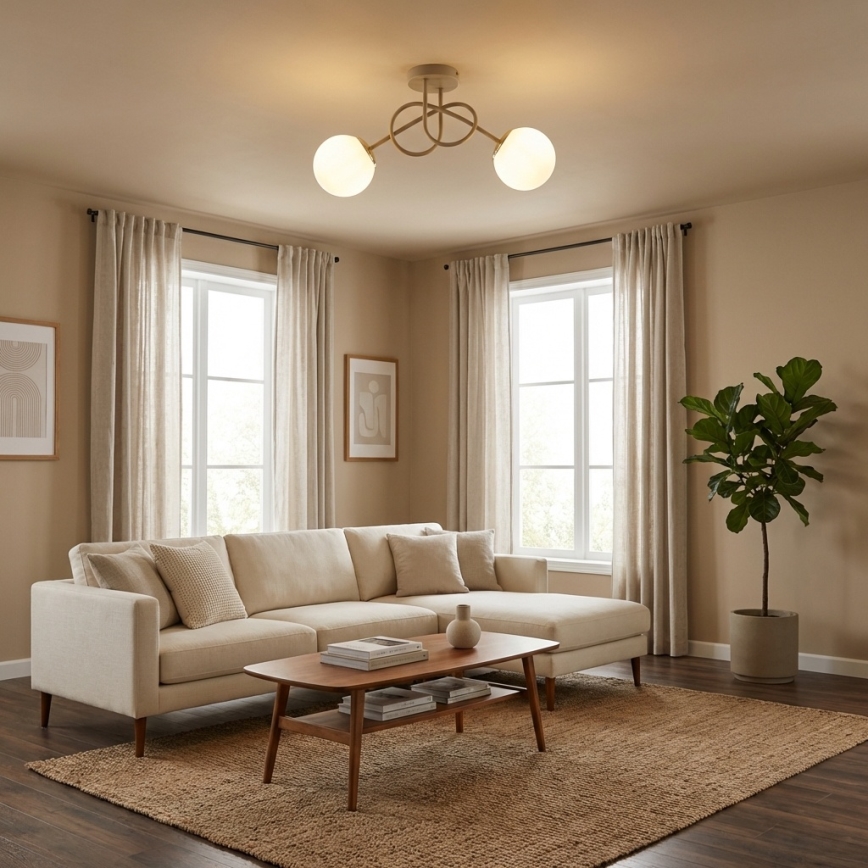 Brilagi - Przysufitowy żyrandol 2xE27/60W/230V beżowy/złoty