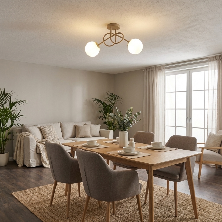 Brilagi - Przysufitowy żyrandol 2xE27/60W/230V beżowy/złoty