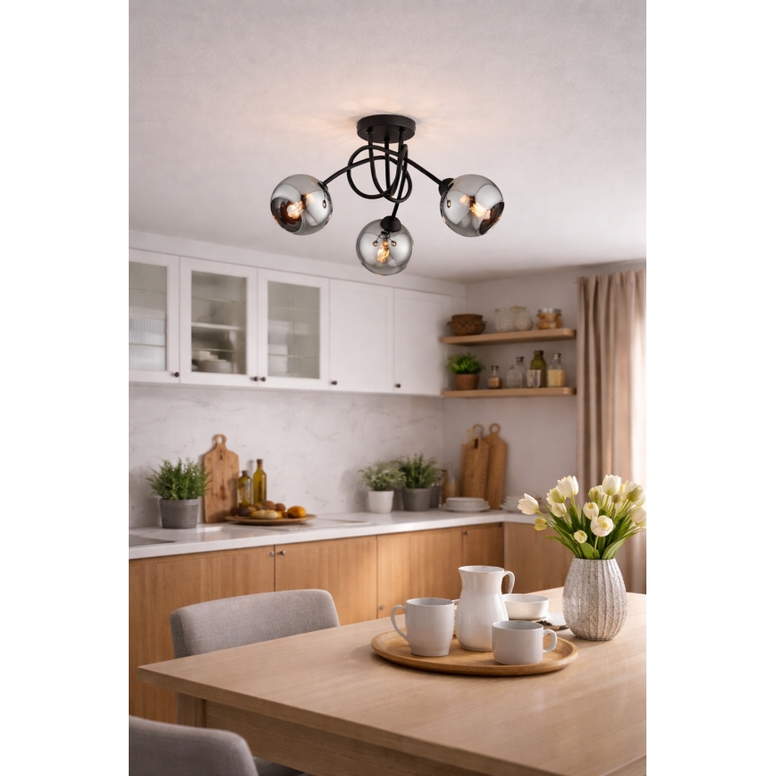 Brilagi - Przysufitowy żyrandol 3xE27/60W/230V czarny/przydymiony szary