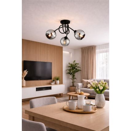 Brilagi - Przysufitowy żyrandol 3xE27/60W/230V czarny/przydymiony szary