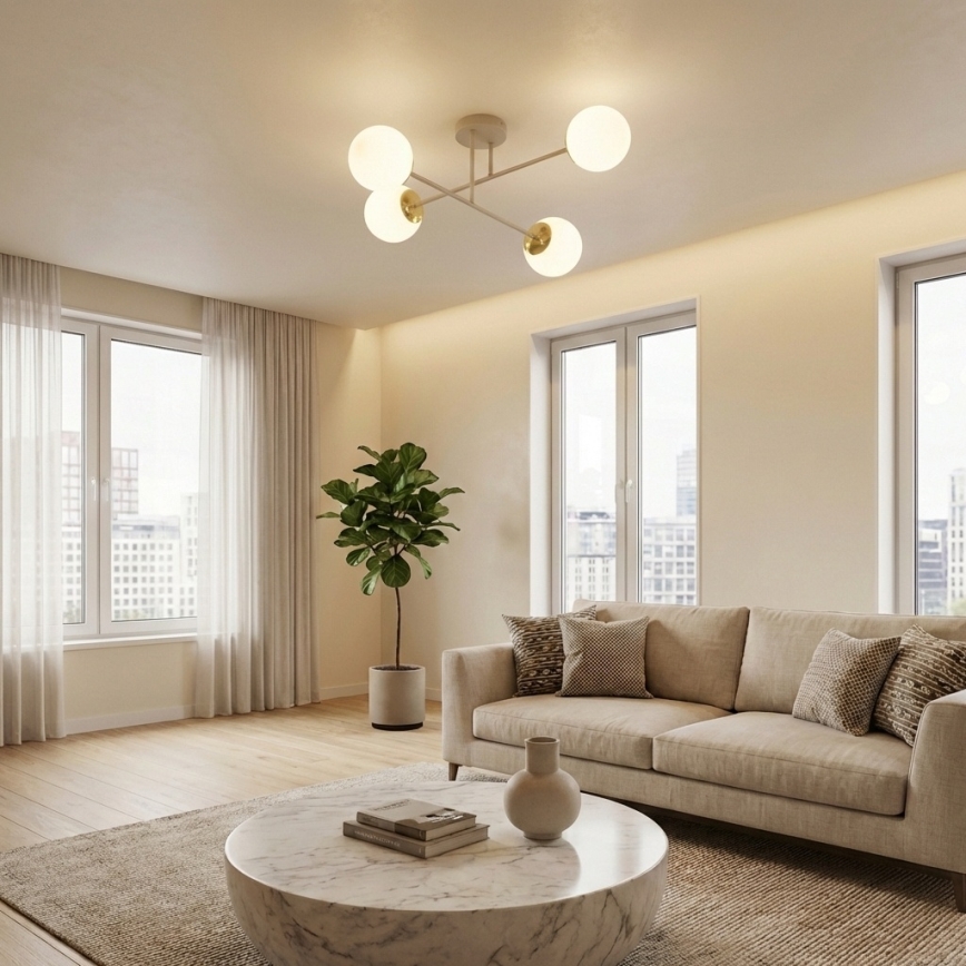 Brilagi - Przysufitowy żyrandol 4xE27/60W/230V beżowy/złoty