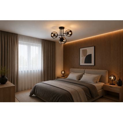 BRILAGI - Przysufitowy żyrandol DIOR 3xE27/60W/230V czarny/dymny szary