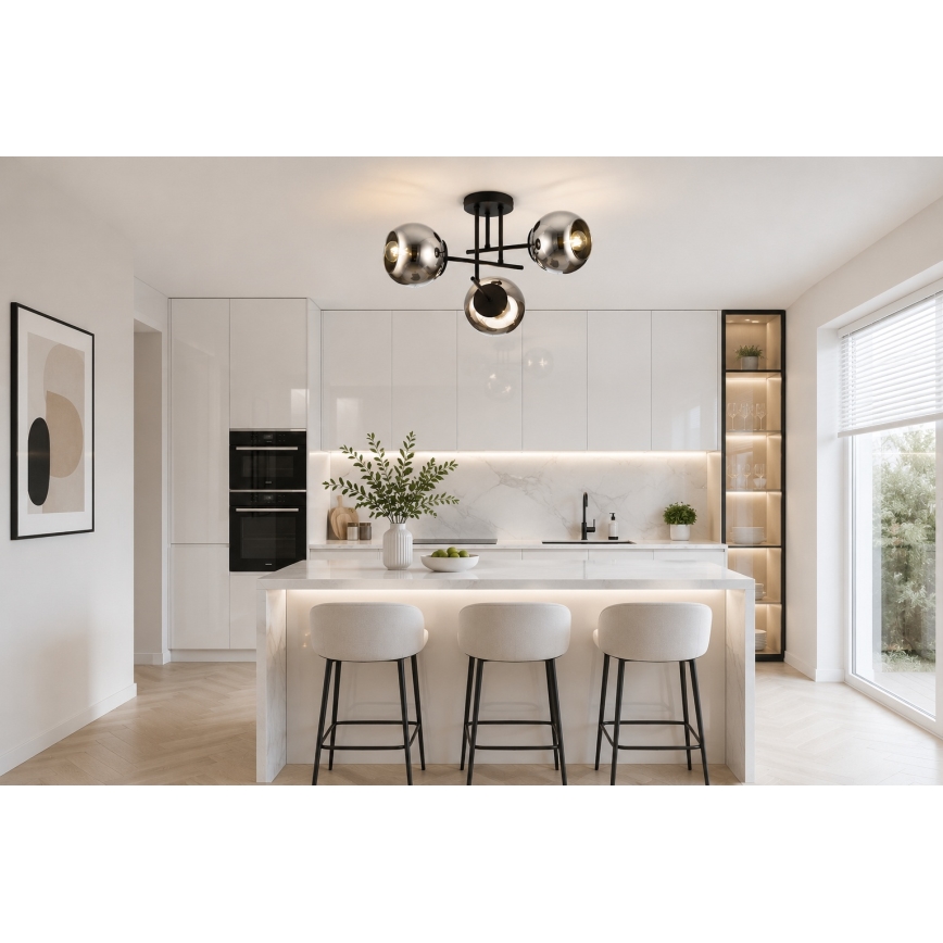 BRILAGI - Przysufitowy żyrandol DIOR 3xE27/60W/230V czarny/dymny szary