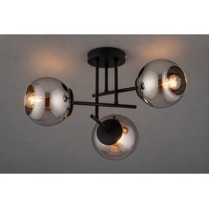 BRILAGI - Przysufitowy żyrandol DIOR 3xE27/60W/230V czarny/dymny szary
