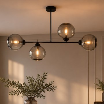 Brilagi - Przysufitowy żyrandol DIOR 4xE27/60W/230V czarny/dymnoszary