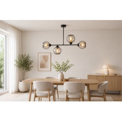 Brilagi - Przysufitowy żyrandol DIOR 4xE27/60W/230V czarny/dymnoszary