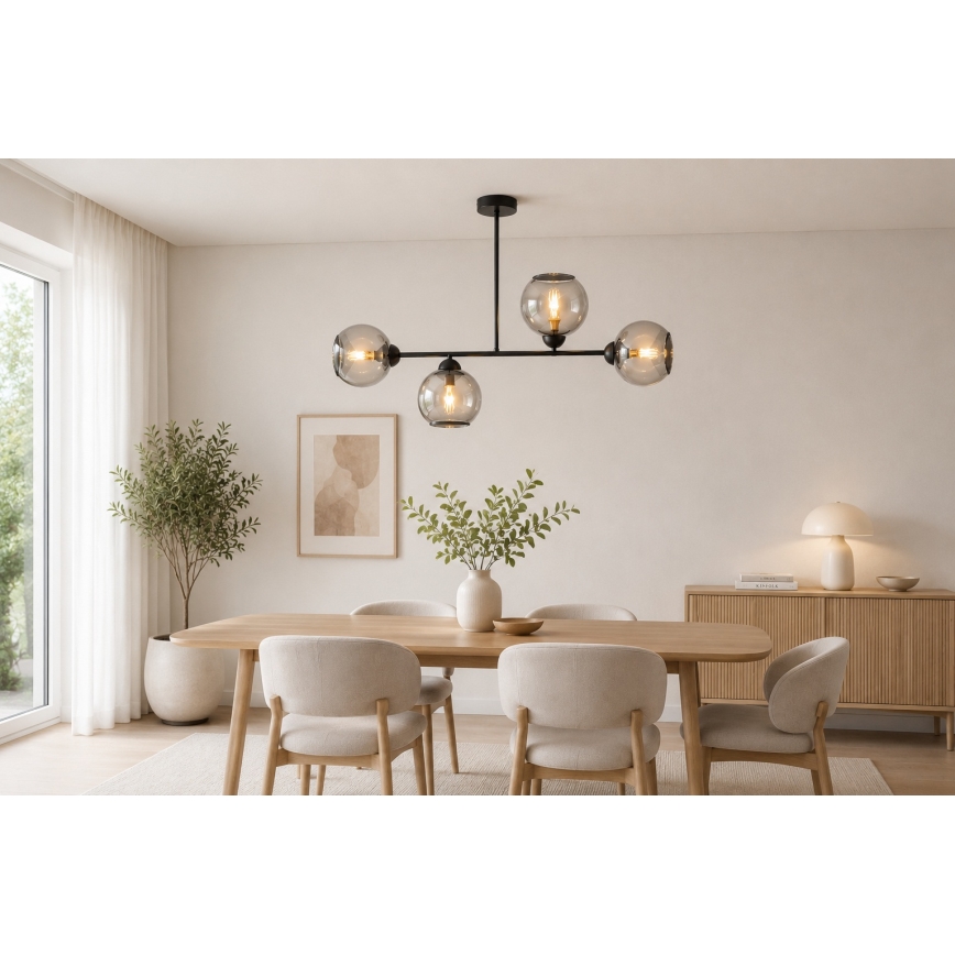 Brilagi - Przysufitowy żyrandol DIOR 4xE27/60W/230V czarny/dymnoszary